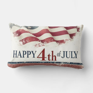 Frohes 4. Juli - Amerikanische Flagge im Vintage-D Lendenkissen
