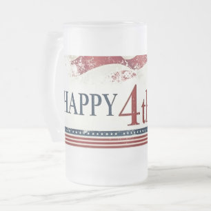 Frohes 4. Juli - Amerikanische Flagge im Vintage-D Mattglas Bierglas