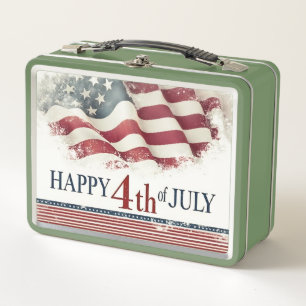 Frohes 4. Juli - Amerikanische Flagge im Vintage-D Metall Brotdose