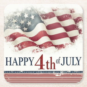 Frohes 4. Juli - Amerikanische Flagge im Vintage-D Rechteckiger Pappuntersetzer