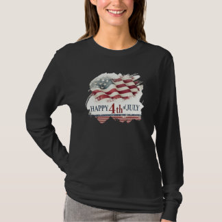 Frohes 4. Juli - Amerikanische Flagge im Vintage-D T-Shirt
