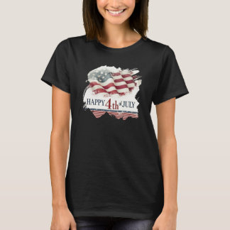 Frohes 4. Juli - Amerikanische Flagge im Vintage-D T-Shirt