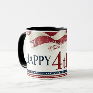 Frohes 4. Juli - Amerikanische Flagge im Vintage-D Tasse
