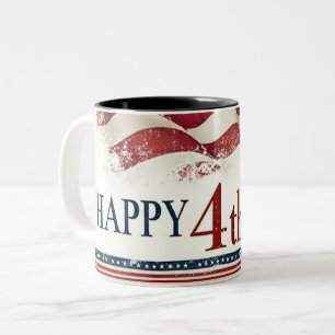 Frohes 4. Juli - Amerikanische Flagge im Vintage-D Zweifarbige Tasse