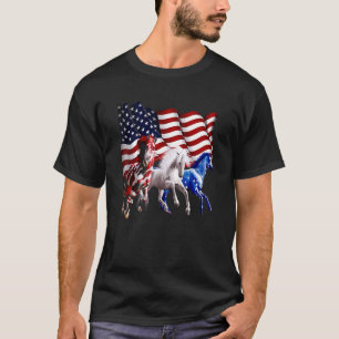 Frohes 4. Juli Amerikanische Flagge Rot Weißes Pfe T-Shirt