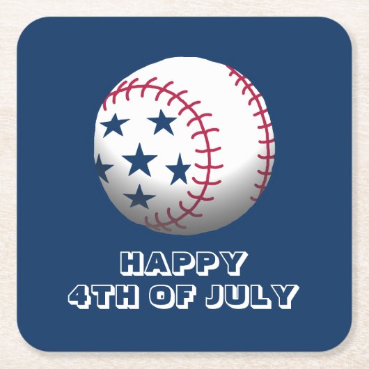 Frohes 4. Juli Baseball Rechteckiger Pappuntersetzer (Vorderseite)