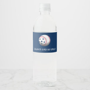 Frohes 4. Juli Baseball Wasserflaschenetikett
