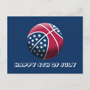 Frohes 4. Juli Basketball Feiertagspostkarte