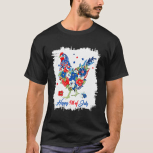 Frohes 4. Juli Blumen-Huhn Blumen Patriotisch T-Shirt