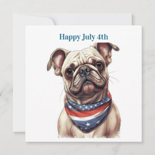 Frohes 4. Juli Bulldogge Feiertagskarte