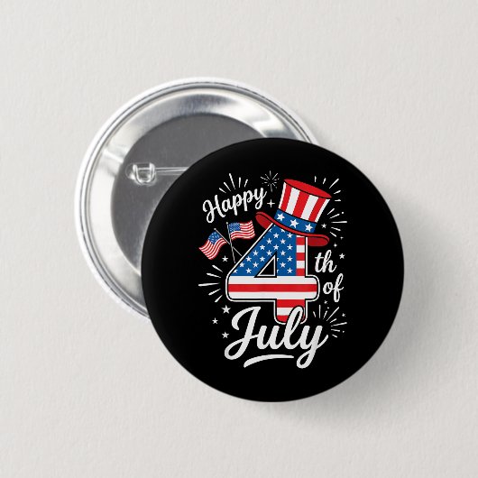 Frohes 4. Juli Button (Vorne & Hinten)