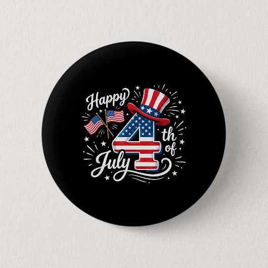 Frohes 4. Juli Button (Vorderseite)