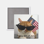 Frohes 4. Juli Cool Cat mit Flagge Magnet (Vorderseite/Rückseite)
