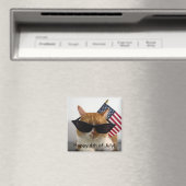 Frohes 4. Juli Cool Cat mit Flagge Magnet (In Situ (Geschirrspüler))