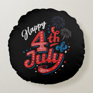 Frohes 4. Juli Cool Independence Day Patriotisch Rundes Kissen