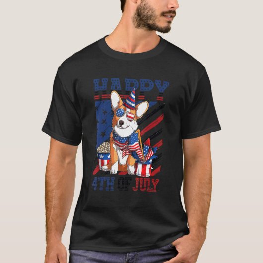 Frohes 4. Juli Corgi 1 T-Shirt (Vorderseite)