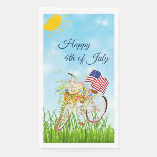 Frohes 4. Juli Fahrrad mit Flagge   Serviette