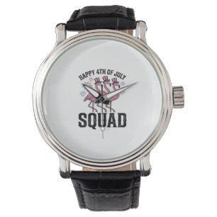 Frohes 4. Juli Flamingo Squad Vector Design_1 Armbanduhr
