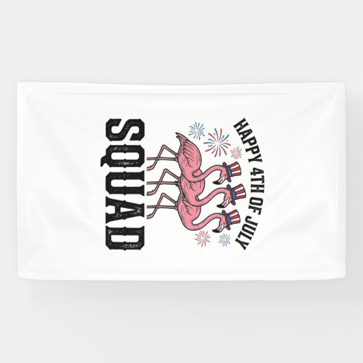 Frohes 4. Juli Flamingo Squad Vector Design_1 Banner (Horizontal)