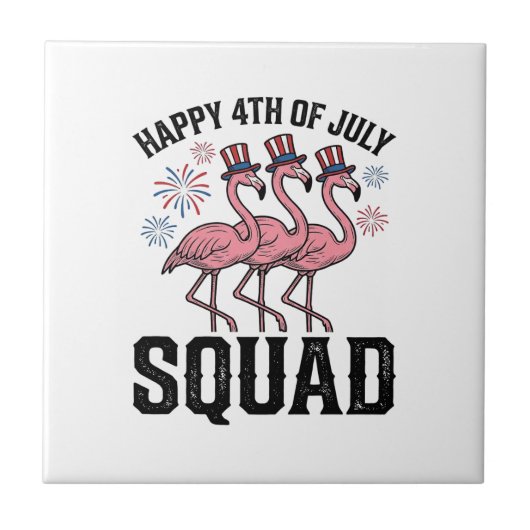 Frohes 4. Juli Flamingo Squad Vector Design_1 Fliese (Vorderseite)