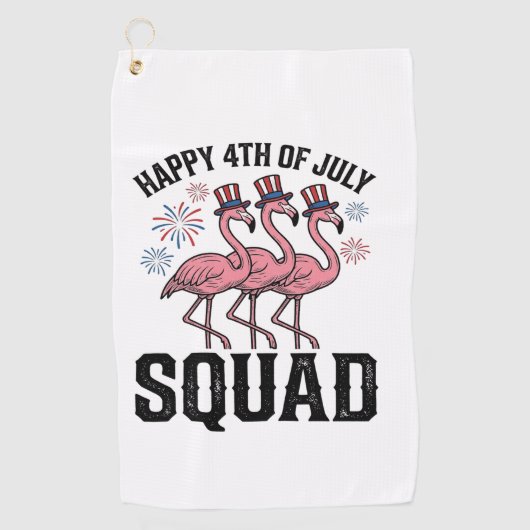 Frohes 4. Juli Flamingo Squad Vector Design_1 Golfhandtuch (Vorderseite)