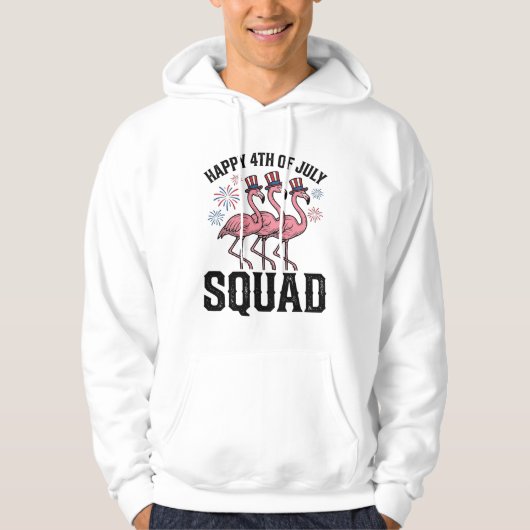 Frohes 4. Juli Flamingo Squad Vector Design_1 Hoodie (Vorderseite)