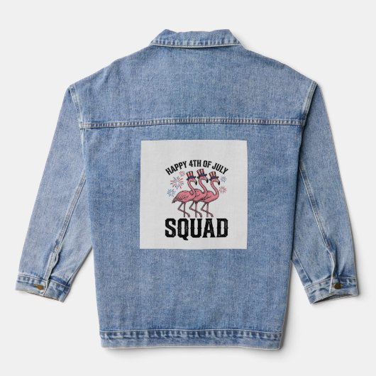 Frohes 4. Juli Flamingo Squad Vector Design_1 Jeansjacke (Rückseite)