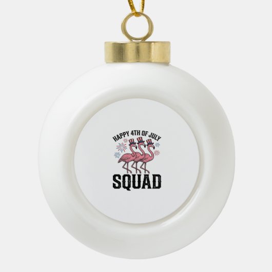 Frohes 4. Juli Flamingo Squad Vector Design_1 Keramik Kugel-Ornament (Vorderseite)
