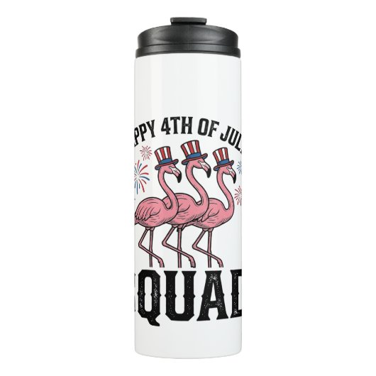 Frohes 4. Juli Flamingo Squad Vector Design_1 Thermosbecher (Vorderseite)
