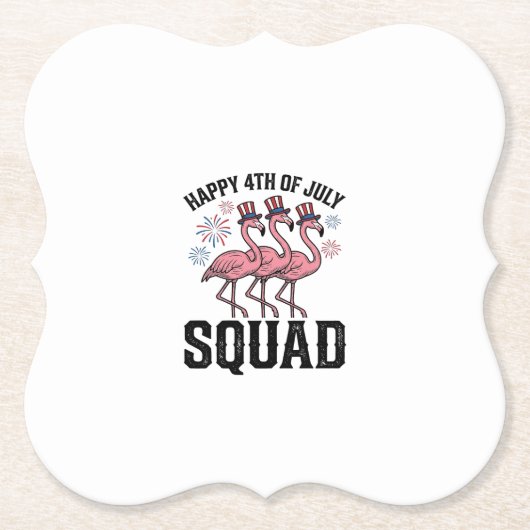 Frohes 4. Juli Flamingo Squad Vector Design_1 Untersetzer (Vorderseite)