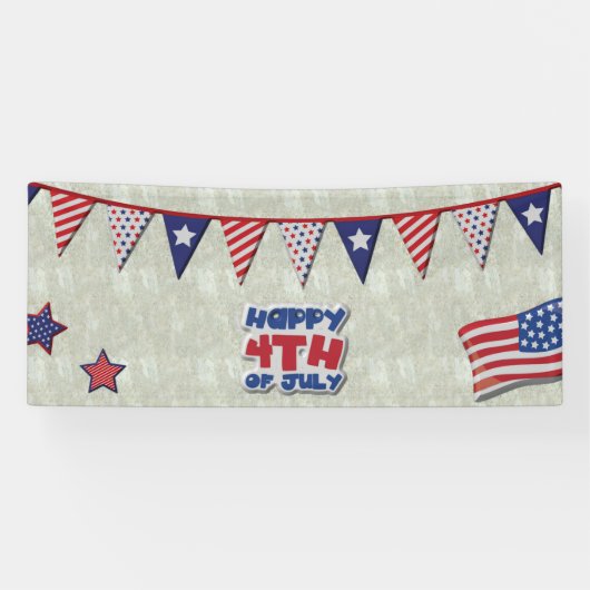 Frohes 4. Juli Geburtstag Amerikas Banner (Horizontal)