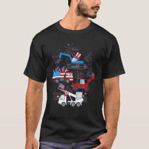 Frohes 4. Juli Kranwagen Bau Kleinkind T-Shirt