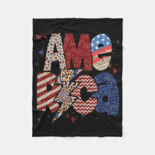 Frohes 4. Juli Leopard USA Amerikanische Flagge Pa Fleecedecke