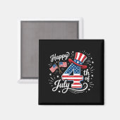 Frohes 4. Juli Magnet (Vorderseite/Rückseite)