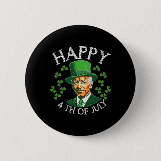 Frohes 4. Juli mit lustigem Joe Biden für St. Patr Button (Vorderseite)