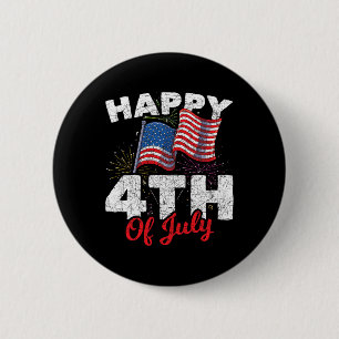 Frohes 4. Juli Patriotisch Amerikanische US-Flagge Button