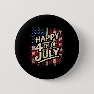 Frohes 4. Juli Patriotische Amerikanische Flagge 4 Button