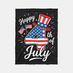 Frohes 4. Juli Patriotische amerikanische Flagge 4 Fleecedecke
