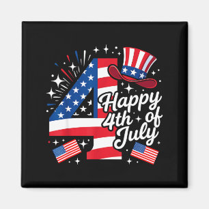 Frohes 4. Juli patriotische amerikanische Flagge 4 Magnet