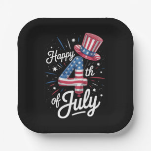 Frohes 4. Juli Patriotische amerikanische Flagge U Pappteller