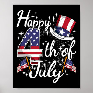 Frohes 4. Juli Patriotische Amerikanische Flagge U Poster