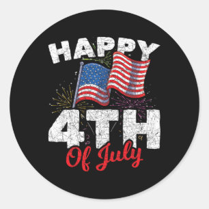 Frohes 4. Juli Patriotische amerikanische US-Flagg Runder Aufkleber