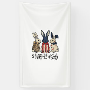 Frohes 4. Juli Patriotisches Hasen-Shirt-Design_1 Banner
