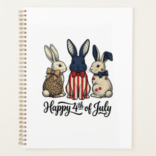 Frohes 4. Juli Patriotisches Hasen-Shirt-Design_1 Planer