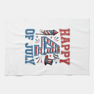 Frohes 4. Juli Patriotisches Vintage-Vektordesign_ Geschirrtuch