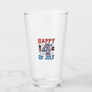 Frohes 4. Juli Patriotisches Vintage-Vektordesign_ Glas