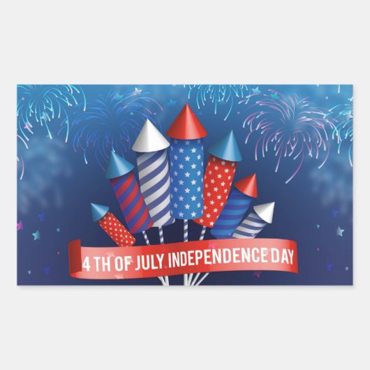 Frohes 4. Juli Rechteckiger Aufkleber (Vorderseite)