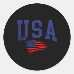 Frohes 4. Juli USA-Flagge Amerikanisch Stolz Rot W Runder Aufkleber