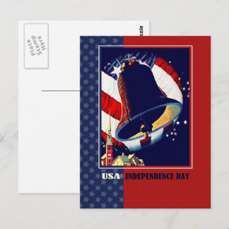 Frohes 4. Juli. Vintage Liberty Bell Patriotisch Postkarte