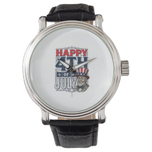 Frohes 4. Juli Vintage-patriotisches Shirt-Design_ Armbanduhr